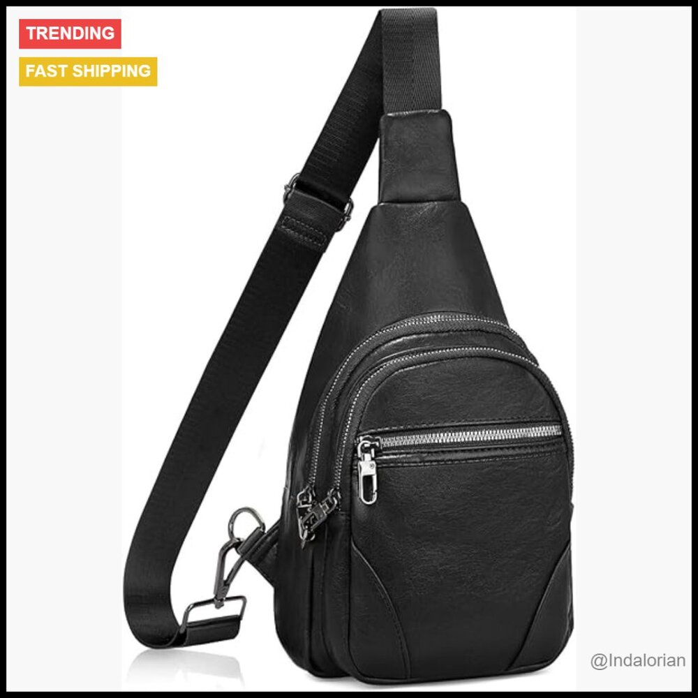 Anti-Theft Crossbody Sling Bag Pu Leather Adjustable Strap Travel Chic